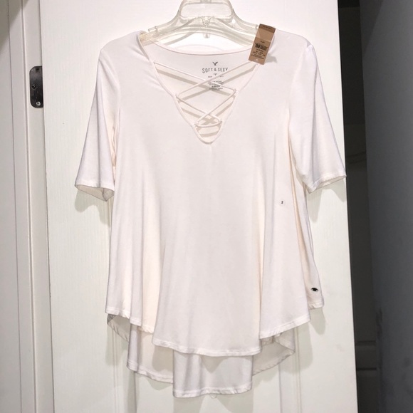American Eagle Outfitters Tops - White criss cross top
